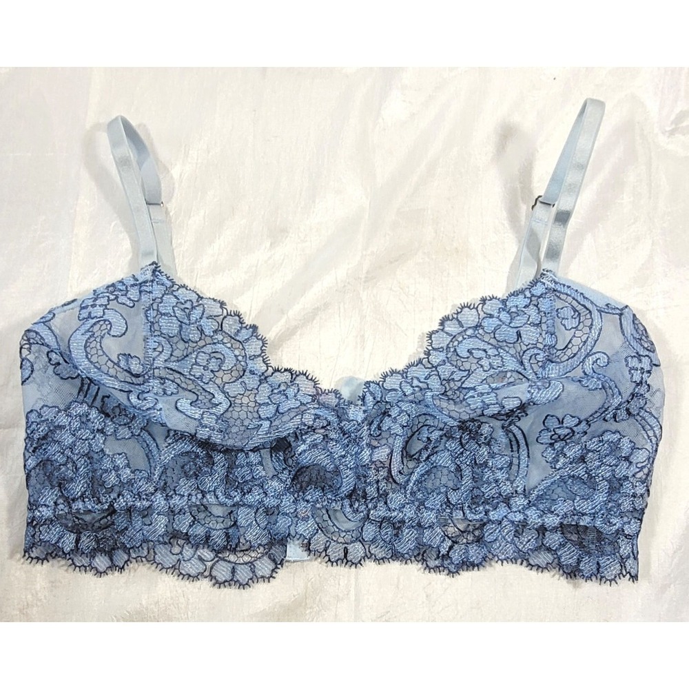 Victoria Secret Dream Angels Women's Non-padded Wireless Lace Bra - Blue - S-DD